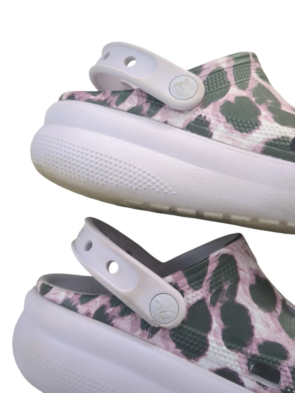 CROCS Kids Leopard Print Slip-On Clogs in Lavender and Black
